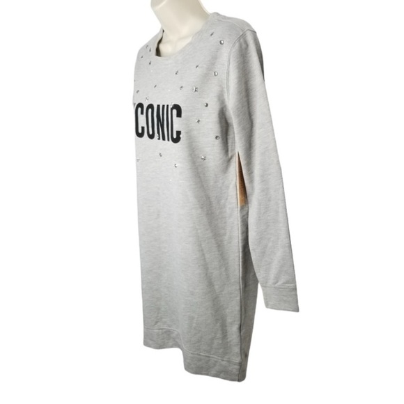 Almost Famous Iconic Embellished Shirt Dress Gray Size Small - Picture 2 of 7